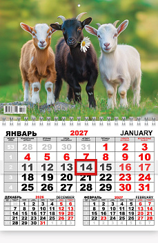 Календарь квартальный одноблочный, 2027 год, 'Символ года', ККМ-27-008