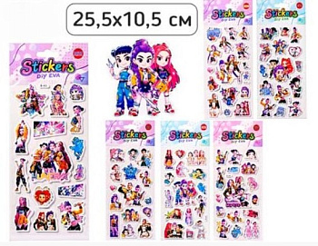 Наклейки декоративные K-POP, 25.5х10.5 см, 6 дизайнов, M-20796