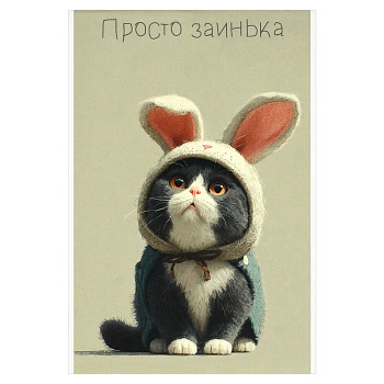 Блокнот, А6, 40 л, Кот Заинька, Блок - белый офсет 60 г;м², клетка, 74619