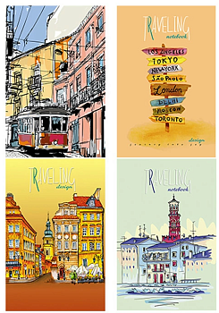 Записная книжка - перевертыш на гребне, А6, 80 л., в клетку, картонная обложка, "Путешествия" С1226-
