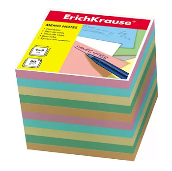 Блок бумаги " Erich Krause " 9*9*9см 4цв 80г/м2