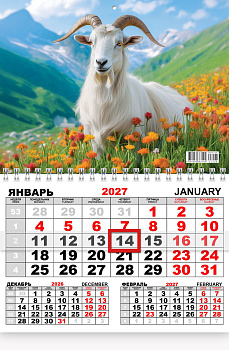 Календарь квартальный одноблочный, 2027 год, 'Символ года', ККМ-27-006